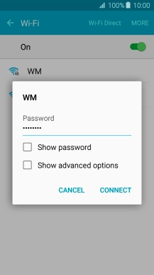 Key in the password for the Wi-Fi network and press CONNECT. Key in the password for the Wi-Fi network and press CONNECT.