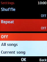 Select the required setting.