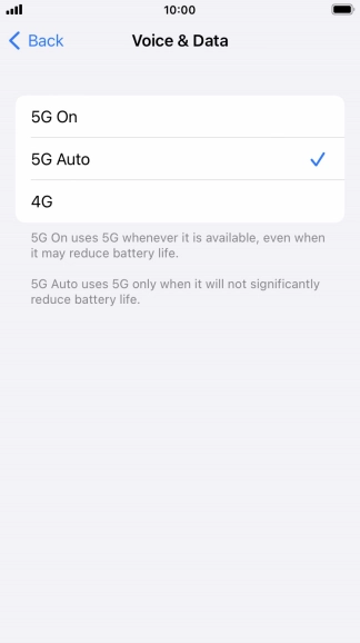 To turn on use of 5G primarily, press 5G On.