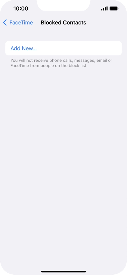 Press Add New... and follow the instructions on the screen to block a contact.