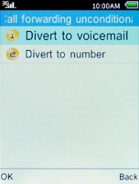 Select Divert to voicemail and press the Left selection key.