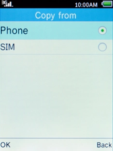 Select Phone and press the Left selection key.