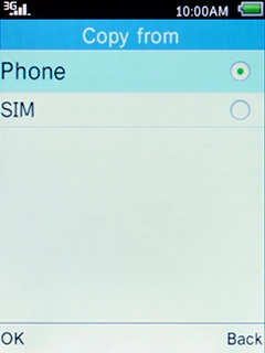 Select Phone and press the Left selection key.