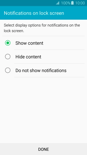 Press the required setting. Press the required setting.