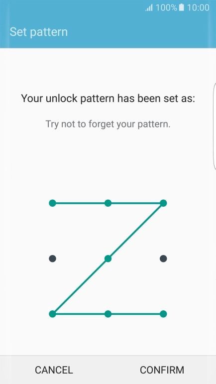 Repeat the selected phone lock code and press CONFIRM.