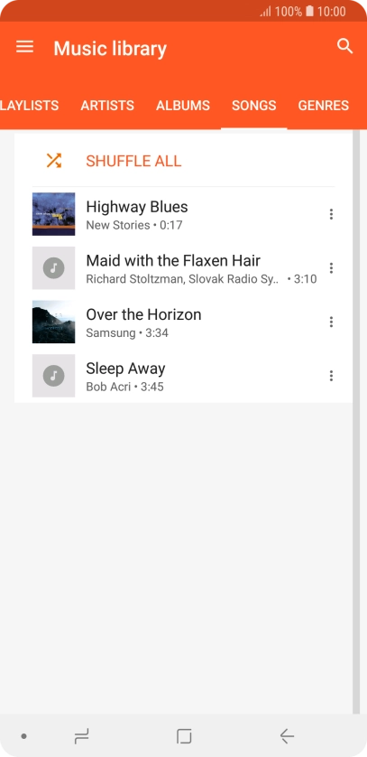 Press the required audio file.