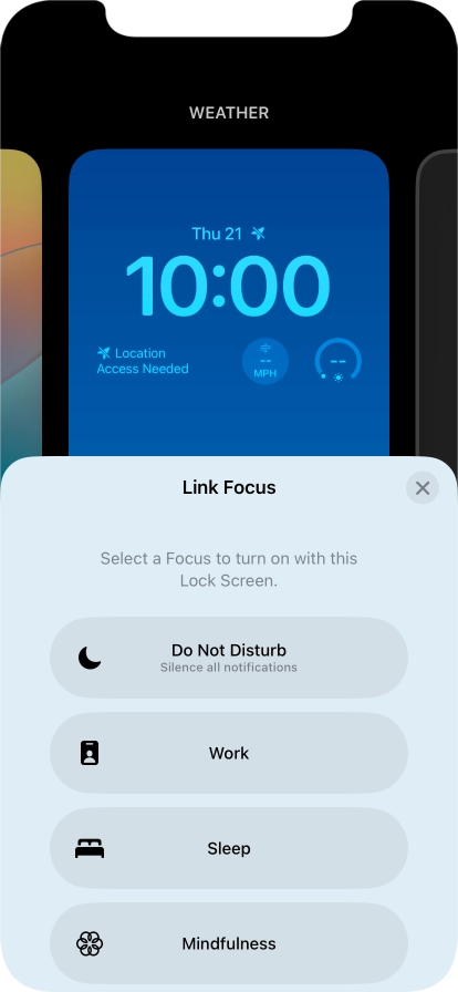 Press the required focus mode.