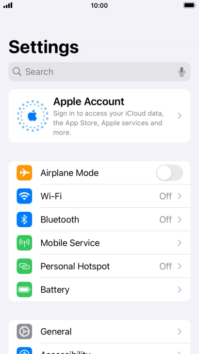 Press Apple Account.