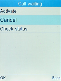 Select Cancel and press the Left selection key to turn off the function. Select Cancel and press the Left selection key to turn off the function.