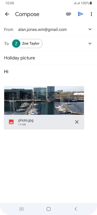 Press the send icon when you've finished your email message.