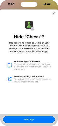 Press Hide App.