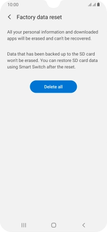 Press Delete all. Wait a moment while the factory default settings are restored. Follow the instructions on the screen to set up your phone and prepare it for use.