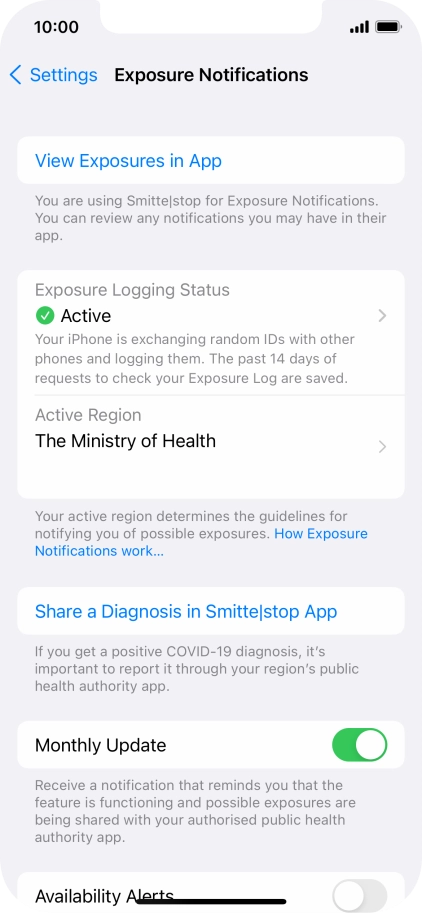 Press Exposure Logging Status.