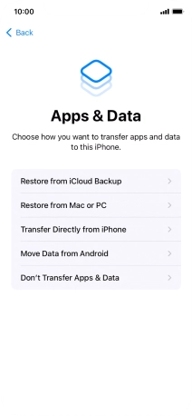 Press Don't Transfer Apps & Data and follow the instructions on the screen to finish the activation.