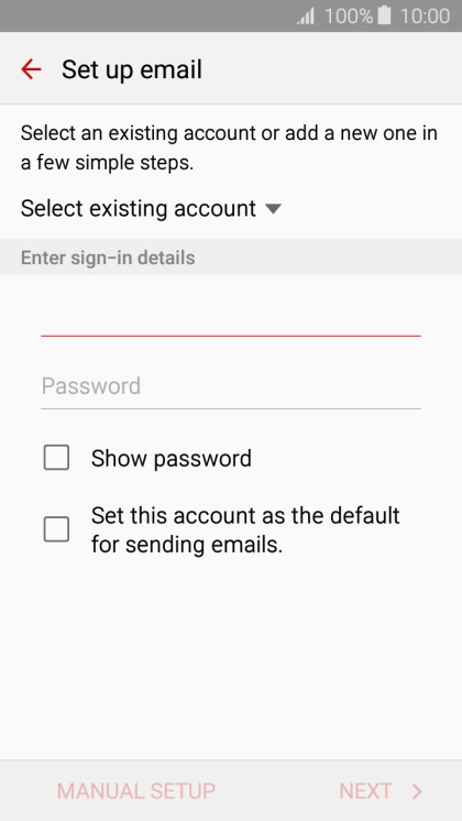 Press Password and key in the password for your email account.