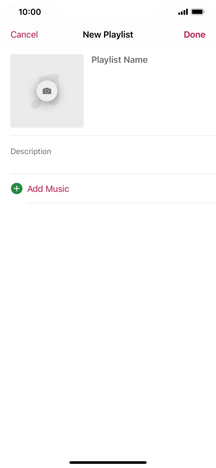 Press the text input field and key in a name for the playlist.