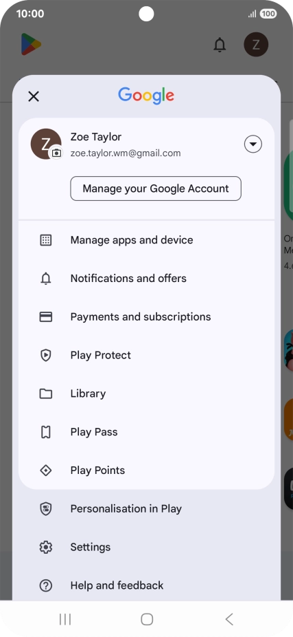 Press Manage apps and device.
