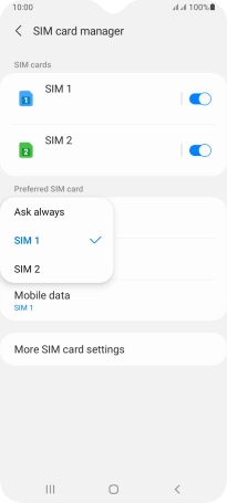 Press the required setting.