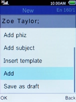 Select Add and press the Left selection key.