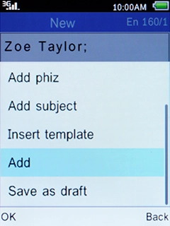Select Add and press the Left selection key.