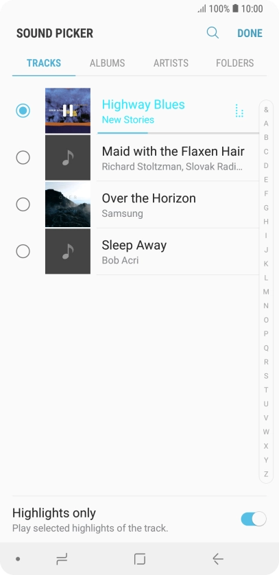 Once you've found a ring tone you like, press DONE.