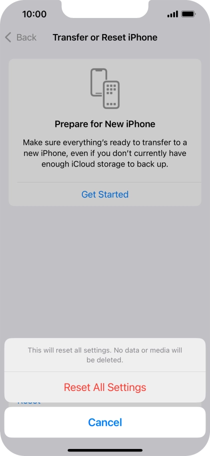Press Reset All Settings.