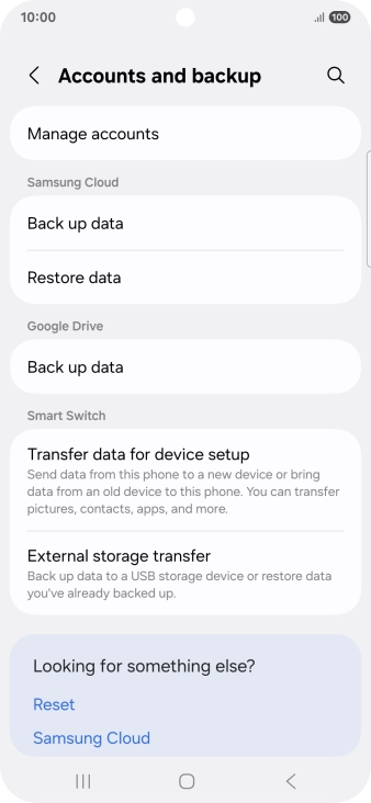 Press Manage accounts.