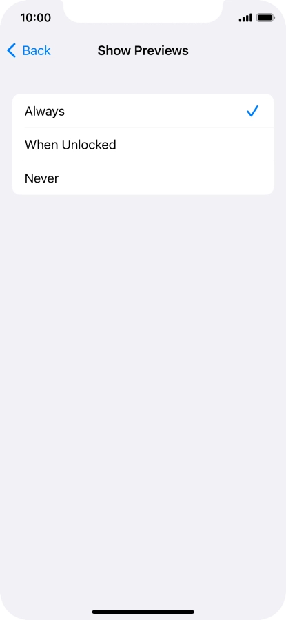 To select notification preview on the lock screen, press Always. To select notification preview on the lock screen, press Always.
