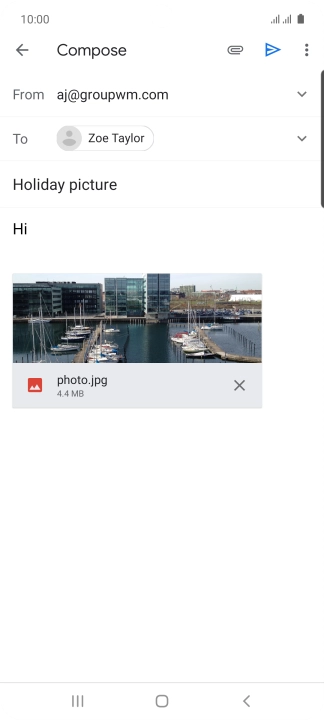 Press the send icon when you've finished your email message.