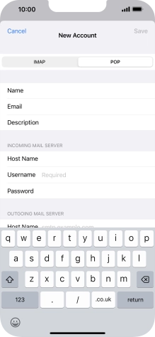 Press Username and key in the username for your email account.