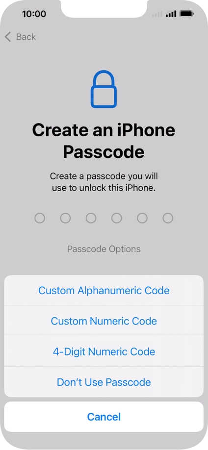 Follow the instructions on the screen to turn on use of phone lock code or press Don't Use Passcode. Follow the instructions on the screen to turn on use of phone lock code or press Don't Use Passcode.