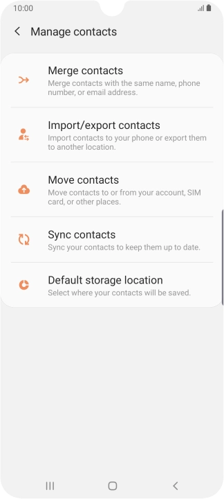 Press Import/export contacts.