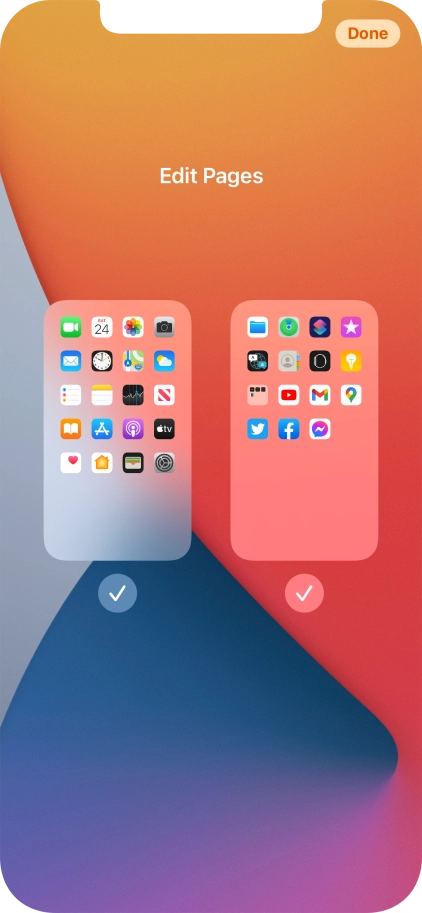 Press the fields below the required home screens to select or deselect them. Press the fields below the required home screens to select or deselect them.