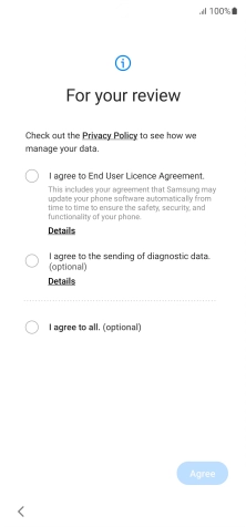 Press the fields next to the required settings to select them.