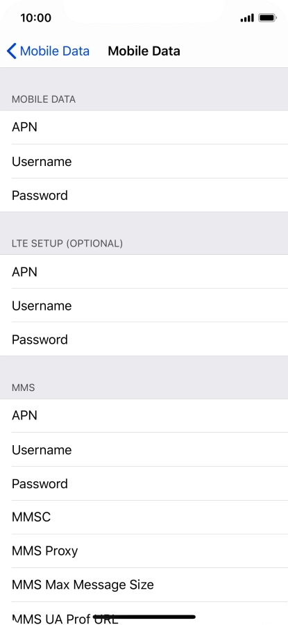 Press APN and key in live.vodafone.com.