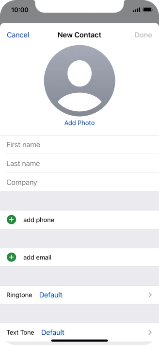 Press First name and key in the first name. Press First name and key in the first name.