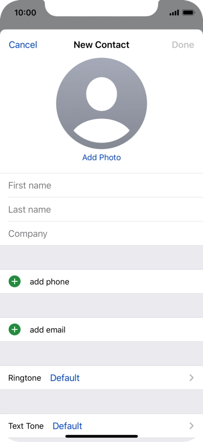 Press First name and key in the first name. Press First name and key in the first name.