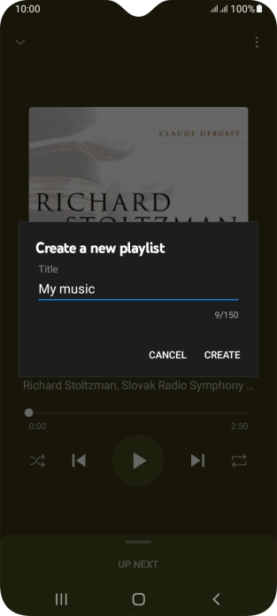 Key in a name for the playlist and press CREATE.