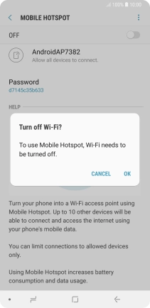 If Wi-Fi is turned on, press OK.