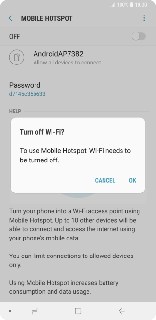 If Wi-Fi is turned on, press OK.