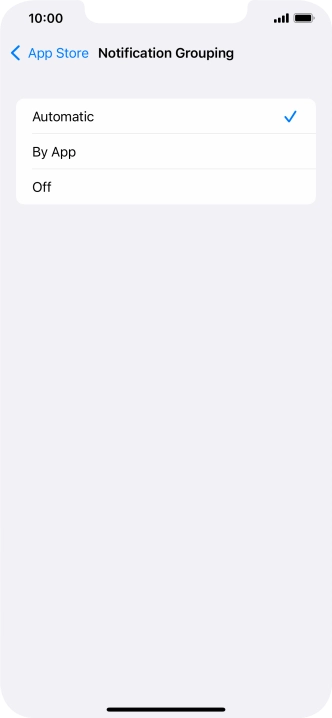Press the required setting.