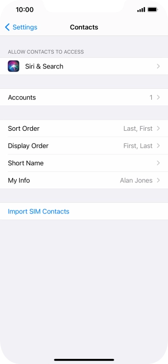 Press Import SIM Contacts.