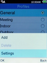 Select Settings and press the Left selection key.