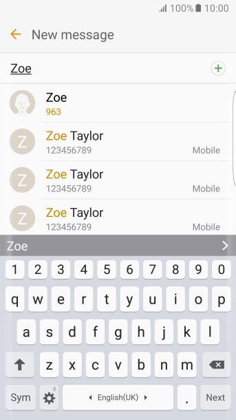 Press the required contact.