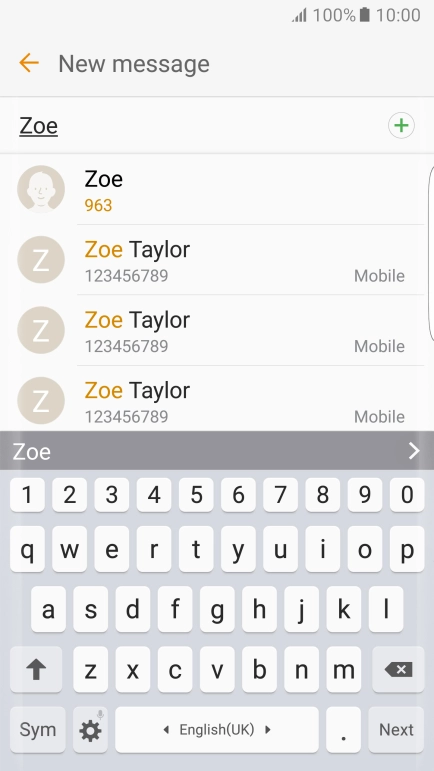 Press the required contact.