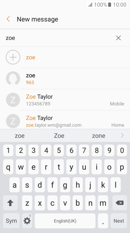 Press the required contact.