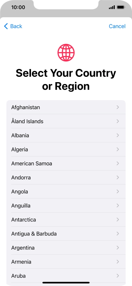 Press the required country.