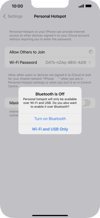 If Wi-Fi is turned on, press Wi-Fi and USB Only.
