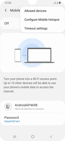 Press Configure Mobile Hotspot. Press Configure Mobile Hotspot.