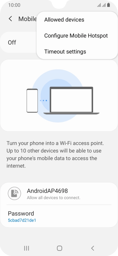 Press Configure Mobile Hotspot. Press Configure Mobile Hotspot.